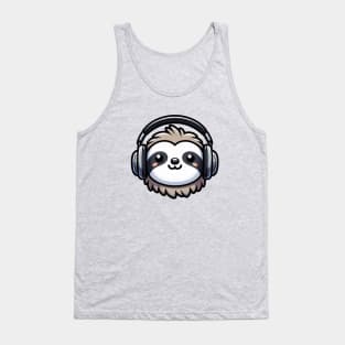 Sloth With Headphones Tank Top